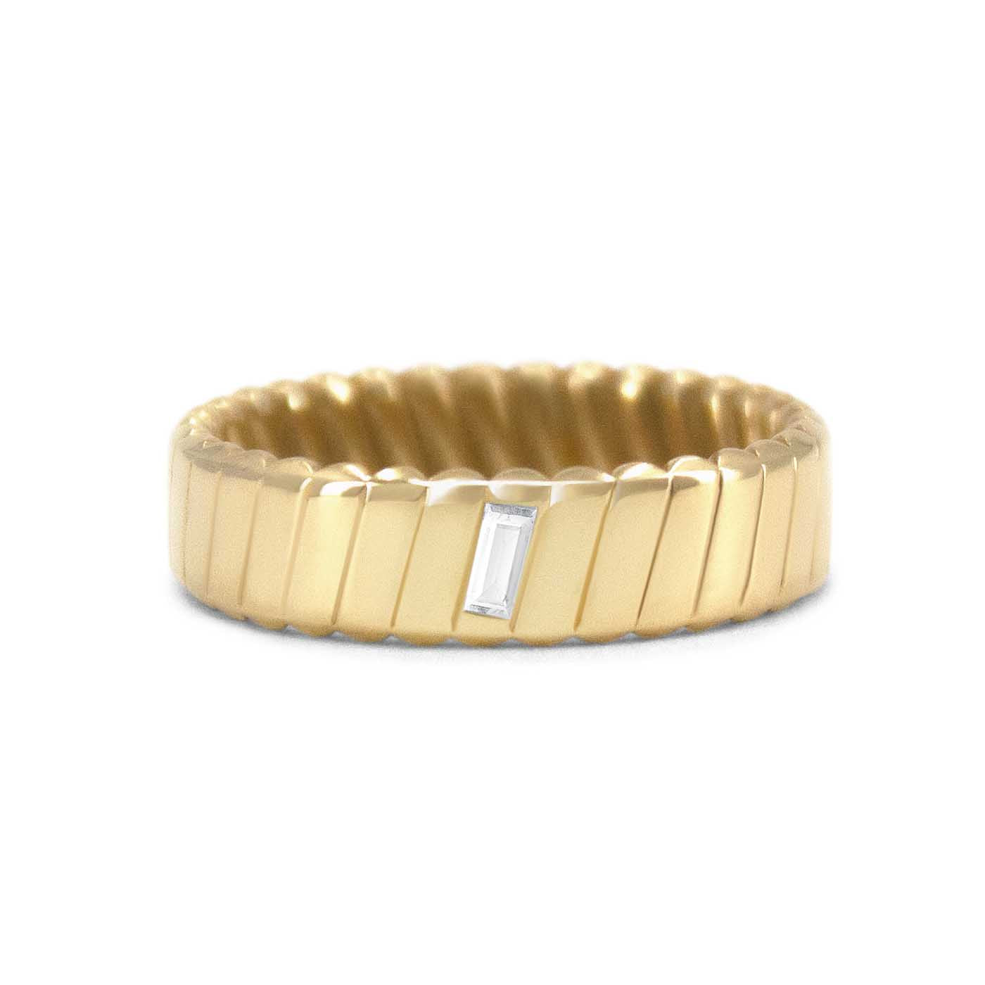 Diagonal Groove Men’s Engagement Ring with Diamond